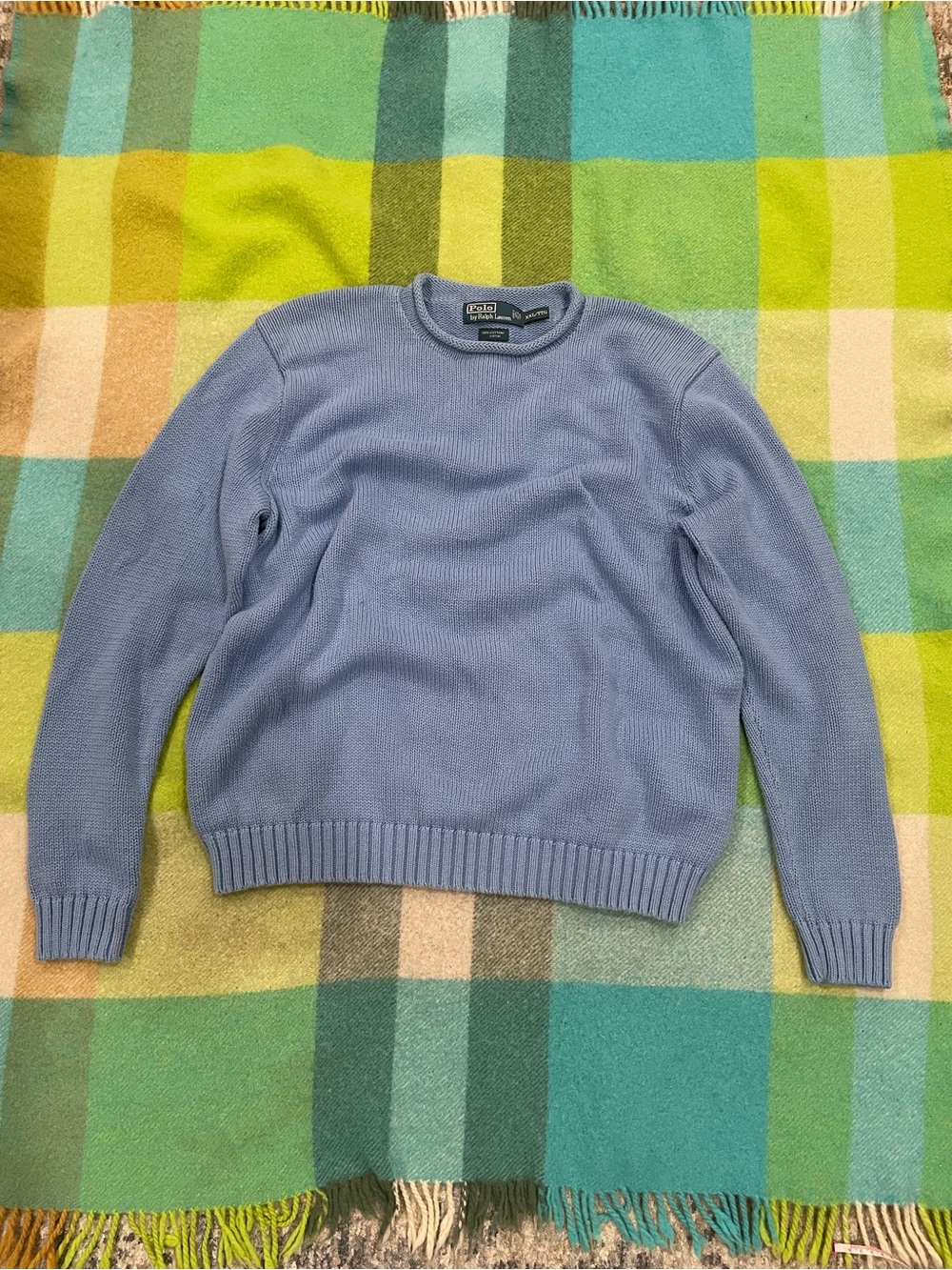 Vintage Polo Ralph Lauren Crewneck Thick Knit Sweater Baby Blue